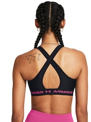 Under Armour Black/Pink Crossback Mid Support Bra - Image 4 of 10