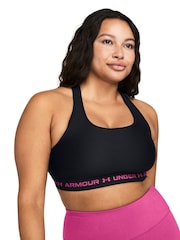 Under Armour Black/Pink Crossback Mid Support Bra - Image 5 of 10