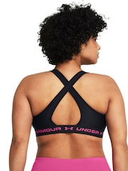 Under Armour Black/Pink Crossback Mid Support Bra - Image 6 of 10