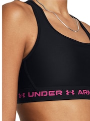 Under Armour Black/Pink Crossback Mid Support Bra - Image 7 of 10