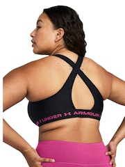 Under Armour Black/Pink Crossback Mid Support Bra - Image 8 of 10