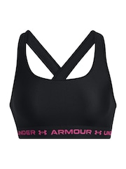 Under Armour Black/Pink Crossback Mid Support Bra - Image 9 of 10