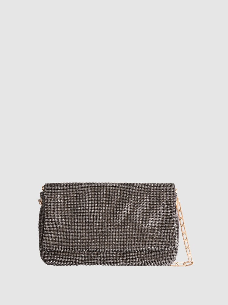 Reiss Gunmetal Soho Embellished Shoulder Bag - Image 1 of 5