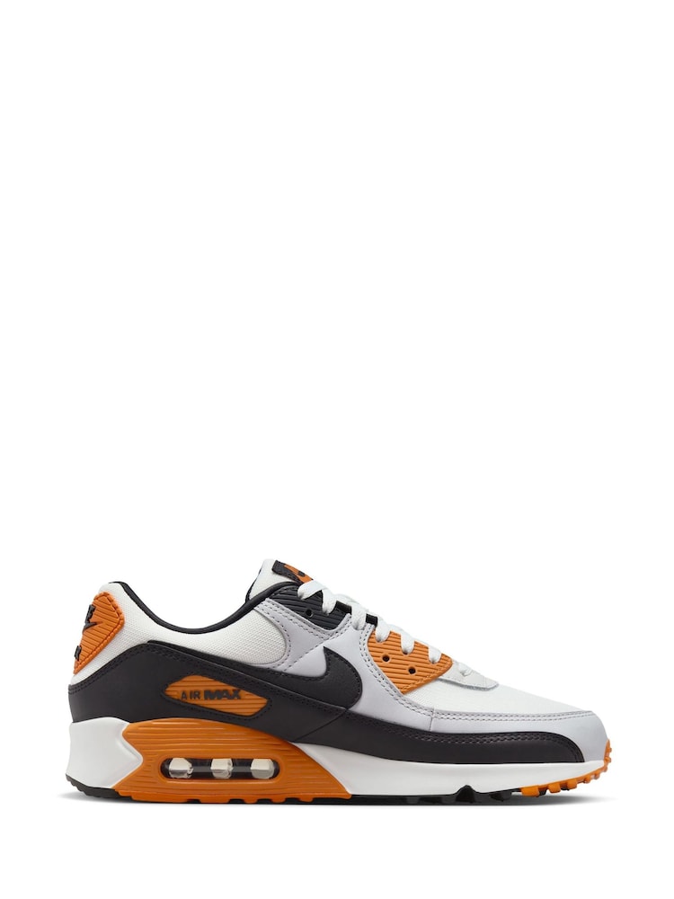 Nike Orange/White Air Max 90 Trainers - Image 3 of 10