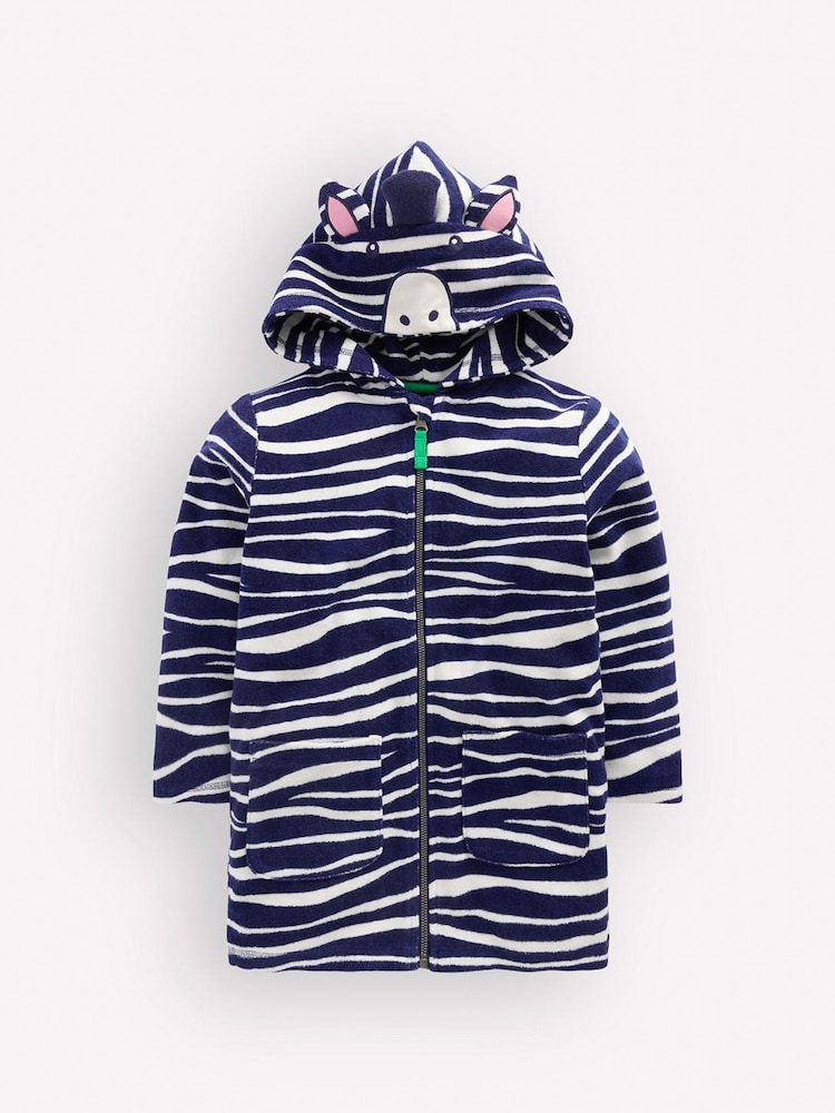 Boden Blue Fun Towelling Zip-up Throw On - Image 1 of 3