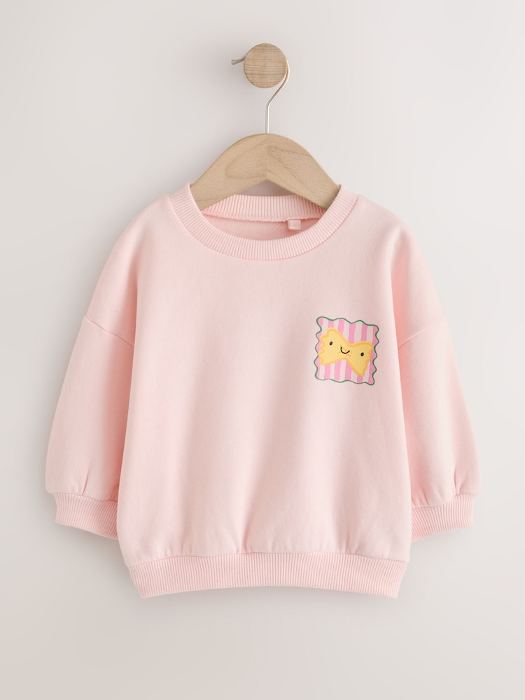 Pink Pasta Club Crew Neck Sweatshirt (3mths-7yrs) - Image 1 of 4