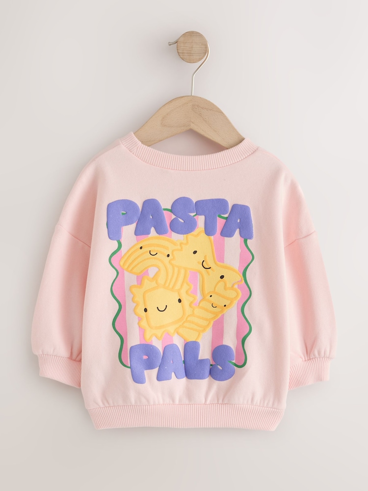 Pink Pasta Club Crew Neck Sweatshirt (3mths-7yrs) - Image 2 of 4