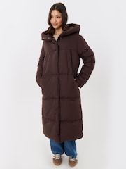 Threadbare Brown Showerproof Maxi Puffer Coat - Image 4 of 4