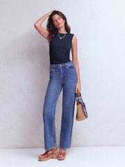 Boden Blue Ruched Sleeveless Jersey Top - Image 4 of 5