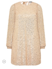 Yours Curve Gold All Over Sequin Dress - Image 1 of 2