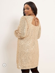 Yours Curve Gold All Over Sequin Dress - Image 3 of 6