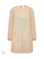 Yours Curve Gold All Over Sequin Dress - Image 5 of 6