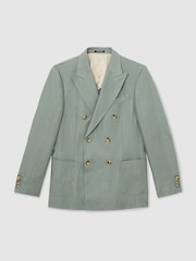 Reiss Sage Atlantic Linen-Twill Double-Breasted Blazer Tailored-Fit - Image 2 of 9