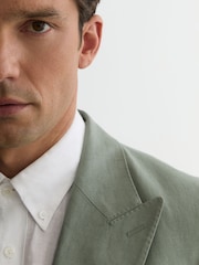 Reiss Sage Atlantic Linen-Twill Double-Breasted Blazer Tailored-Fit - Image 3 of 9