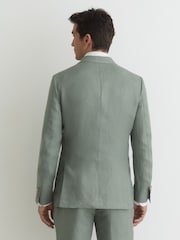 Reiss Sage Atlantic Linen-Twill Double-Breasted Blazer Tailored-Fit - Image 7 of 9
