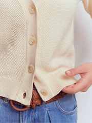 Boden Cream Hayley Cotton V-neck Cardigan - Image 2 of 7
