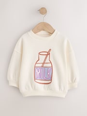 Cream Milk Crew Neck Sweatshirt (3mths-7yrs) - Image 1 of 4