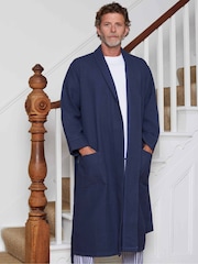 Savile Row Company Blue 100% Cotton Waffle Dressing Gown - Image 1 of 6