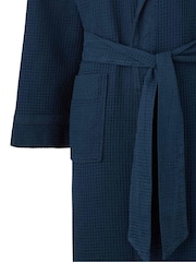 Savile Row Company Blue 100% Cotton Waffle Dressing Gown - Image 5 of 6
