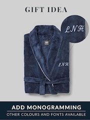 Savile Row Company Blue 100% Cotton Waffle Dressing Gown - Image 6 of 6