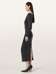 AllSaints Black Delta Cupro Dress - Image 3 of 5