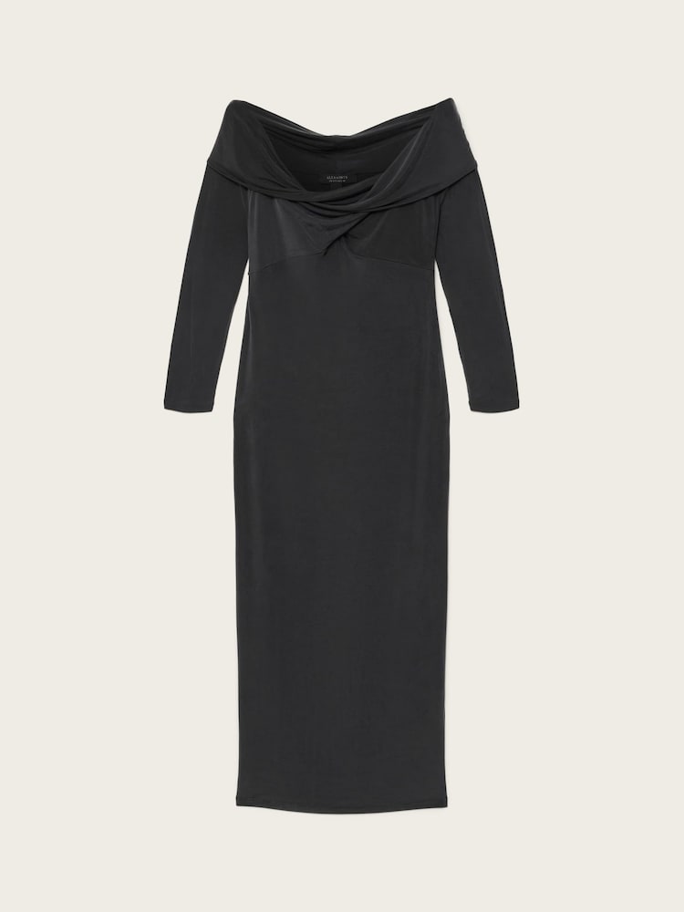 AllSaints Black Delta Cupro Dress - Image 5 of 5