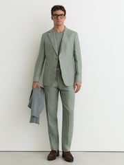 Reiss Sage Atlantic Tailored Fit Linen-Twill Classic-Fit Suit Trousers - Image 1 of 7