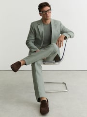 Reiss Sage Atlantic Tailored Fit Linen-Twill Classic-Fit Suit Trousers - Image 5 of 7