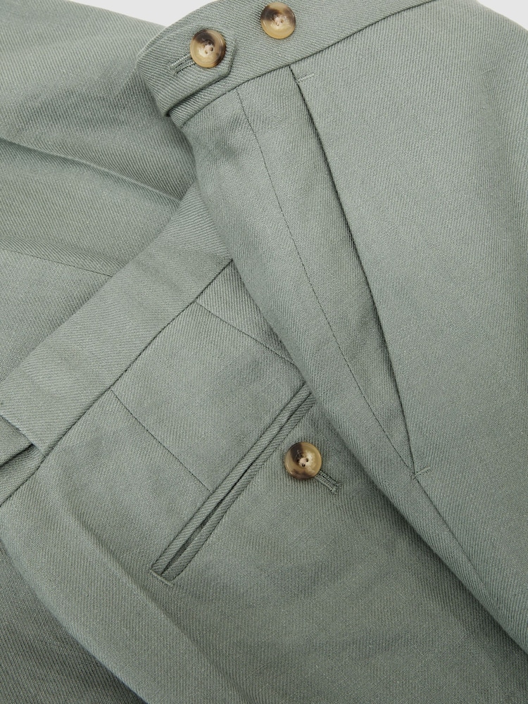 Reiss Sage Atlantic Tailored Fit Linen-Twill Classic-Fit Suit Trousers - Image 7 of 7 Reiss Sage Atlantic Tailored Fit Linen-Twill Classic-Fit Suit Trousers - Image 7 of 7