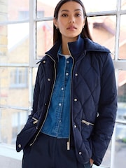 Navy Blue Shower Resistant Quilted Jacket - Image 1 of 6