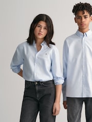 GANT Capri Blue Shield Logo Oxford 100% Cotton Shirt - Image 5 of 5