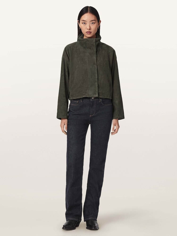AllSaints Green Ryder Suede Jacket - Image 2 of 6