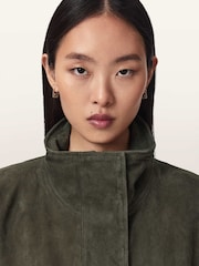 AllSaints Green Ryder Suede Jacket - Image 3 of 6