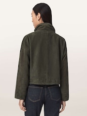 AllSaints Green Ryder Suede Jacket - Image 4 of 6