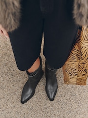 Black Standard fit Forever Comfort® Western Tuck Midi Leather Boots - Image 2 of 10