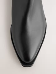 Black Standard fit Forever Comfort® Western Tuck Midi Leather Boots - Image 8 of 10