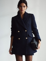 Navy Blue Premium Textured Bouclé Skort - Image 4 of 7