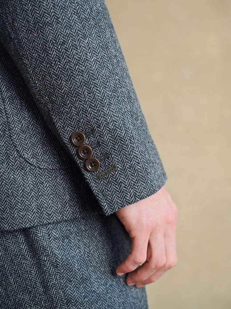 Barbour® Grey Herringbone Slim Fit Suit Jacket - Image 2 of 16