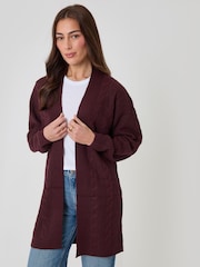 Threadbare Red Cable Knit Cardigan - Image 1 of 5