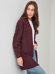 Threadbare Red Cable Knit Cardigan - Image 3 of 5
