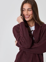 Threadbare Red Cable Knit Cardigan - Image 4 of 5