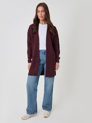 Threadbare Red Cable Knit Cardigan - Image 5 of 5