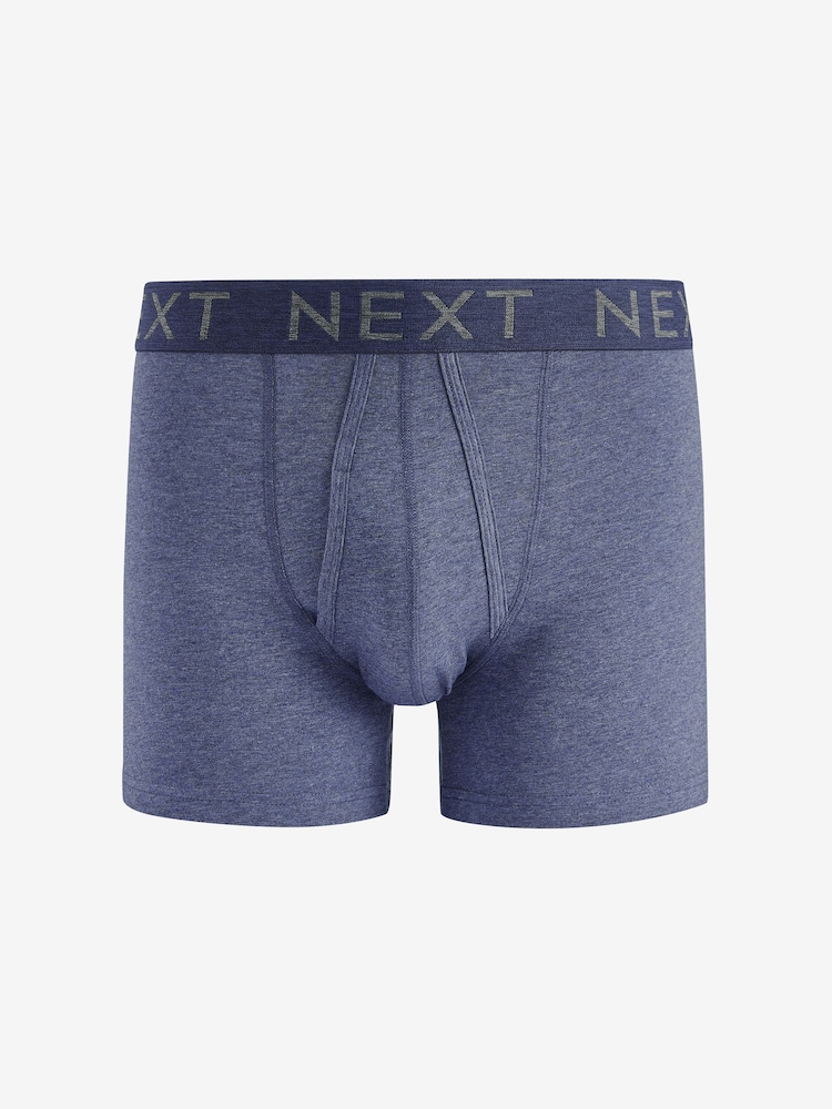 Blue 4 pack A-Front Cotton Rich Boxers - Image 2 of 7