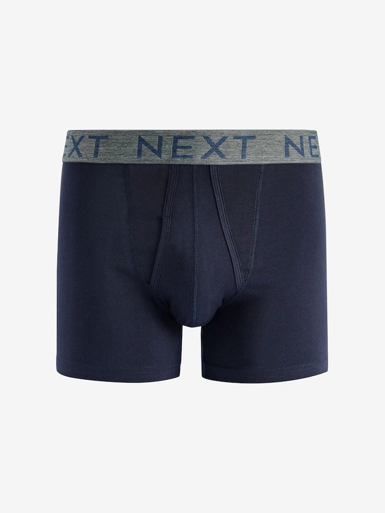 Blue 4 pack A-Front Cotton Rich Boxers - Image 5 of 7