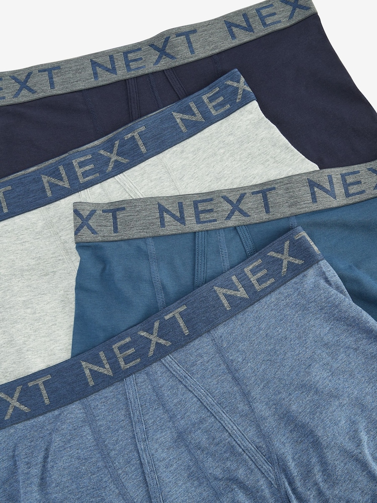 Blue 4 pack A-Front Cotton Rich Boxers - Image 7 of 7