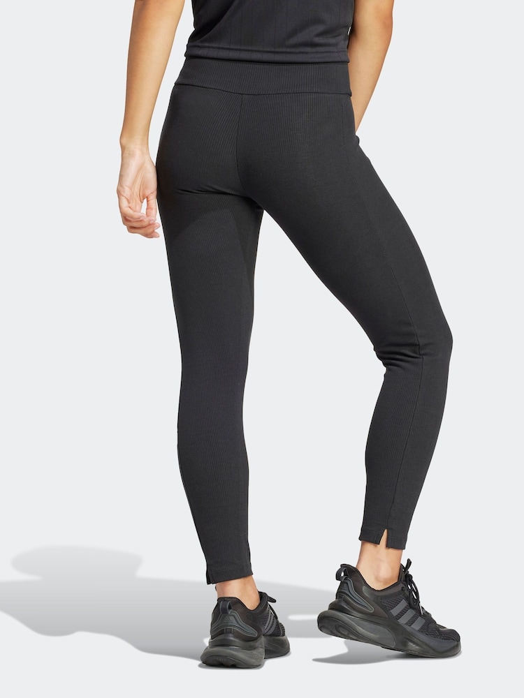 adidas Black Lounge Rib High-Waisted 7/8 Leggings - Image 2 of 6