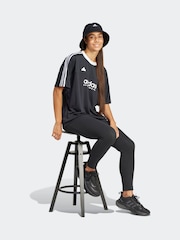 adidas Black Lounge Rib High-Waisted 7/8 Leggings - Image 3 of 6