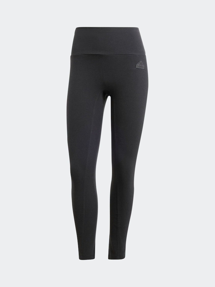 adidas Black Lounge Rib High-Waisted 7/8 Leggings - Image 6 of 6
