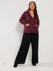 Yours Curve Red Brushed Boyfriend Cardigan - Image 2 of 6