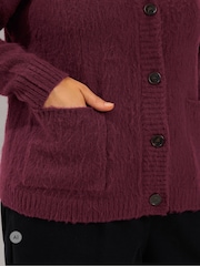 Yours Curve Red Brushed Boyfriend Cardigan - Image 4 of 6